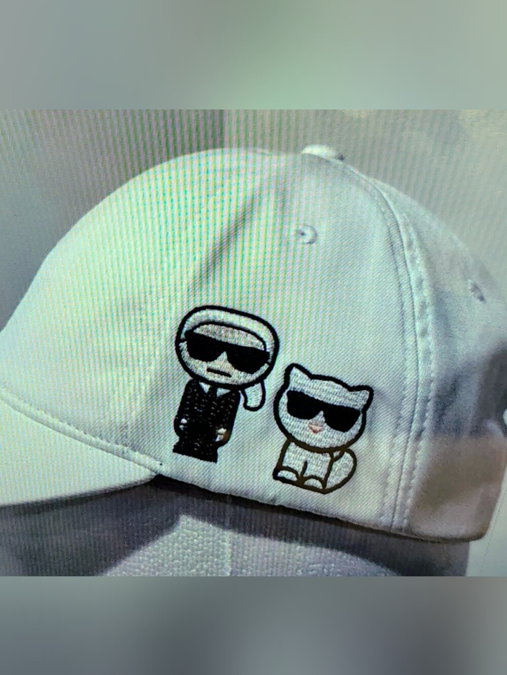 NEW Karl Lagerfeld & Chouppette Embroidered Logo White Strapback Cap Hat OS